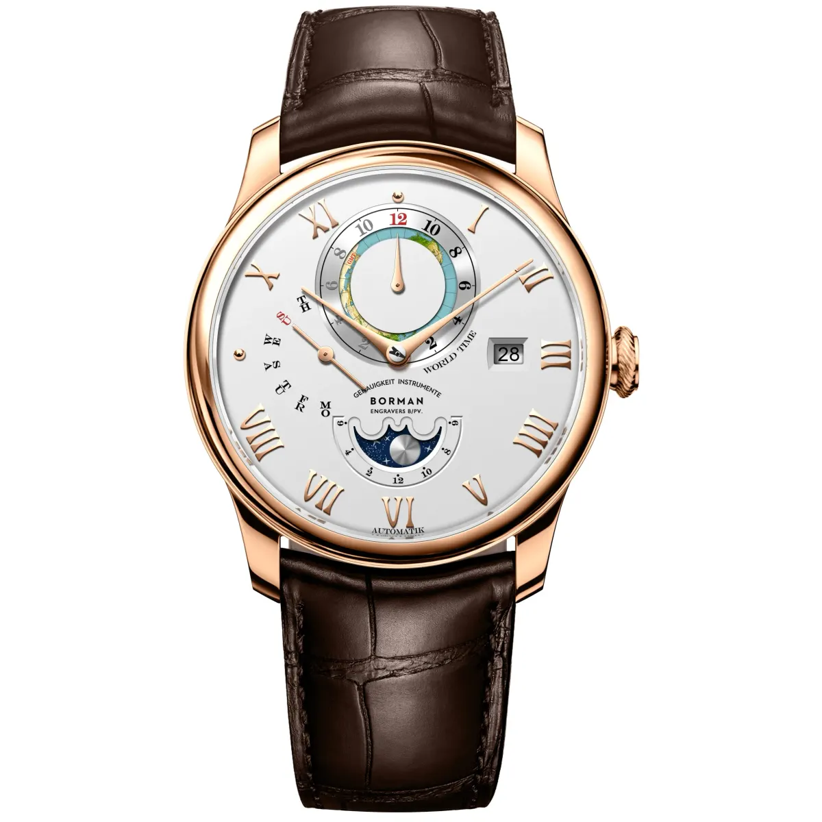 Montre Borman Automatique 40 mm – Or rose · Blanc