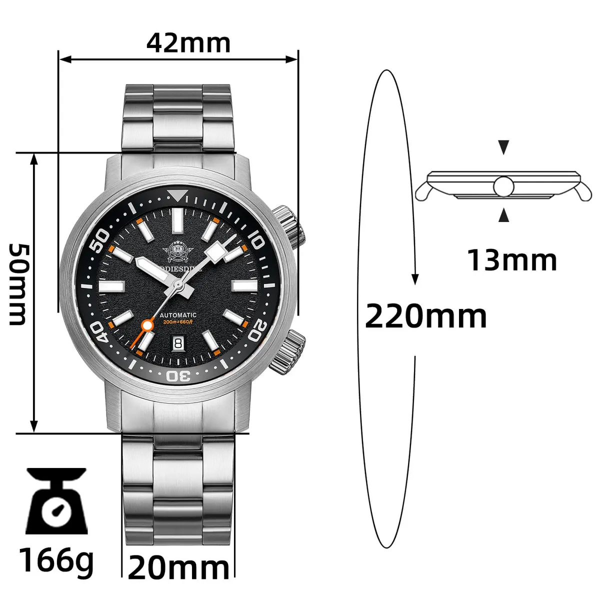 Montre Addiesdive AD2541 Automatique 42 mm – Noir