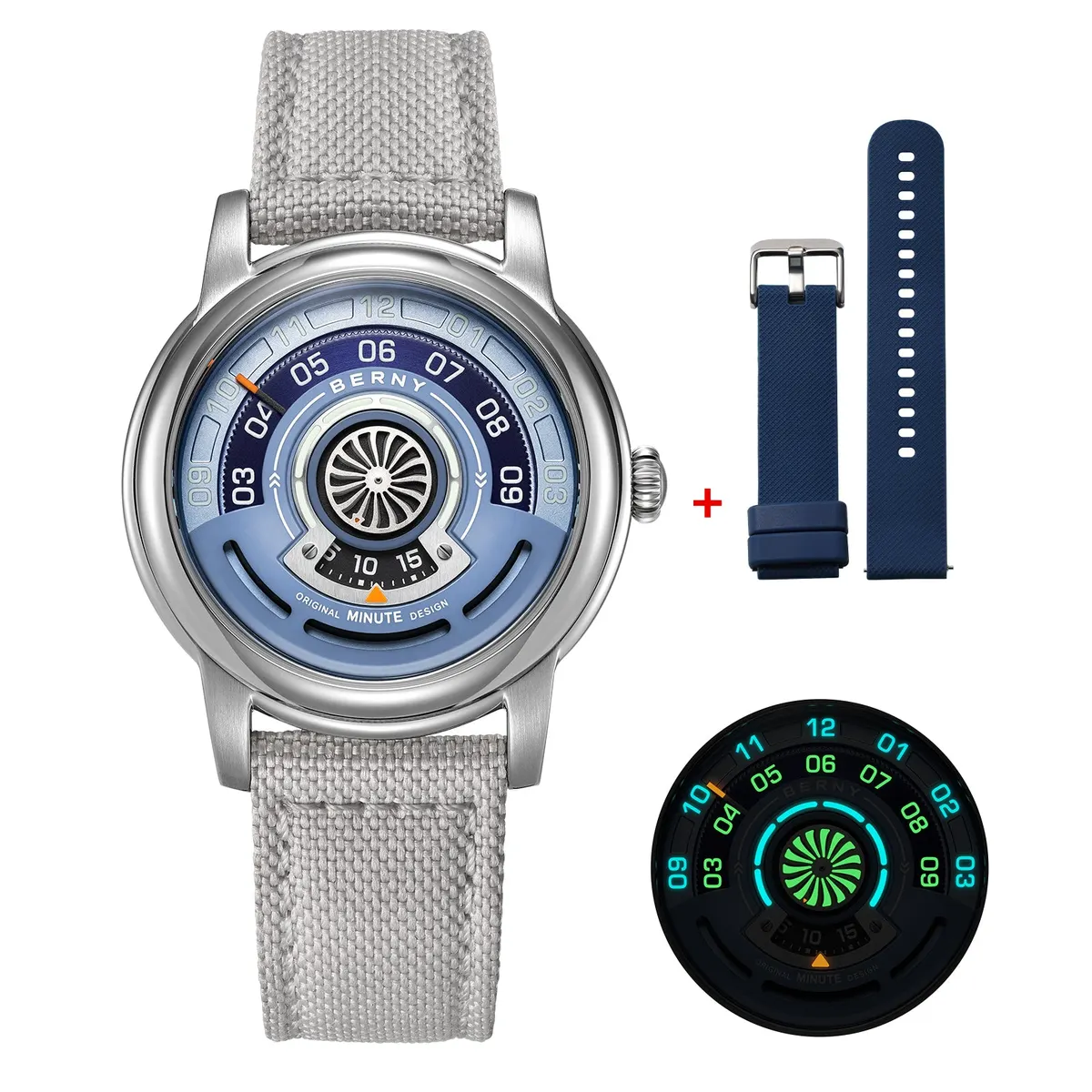 Montre Berny AM160L Automatique 36 mm – Bleu clair