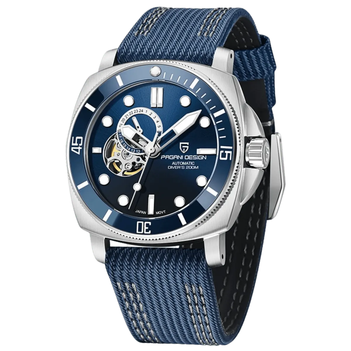 Montre Pagani Design PD-1736 Automatique 43 mm – Bleu / Nylon