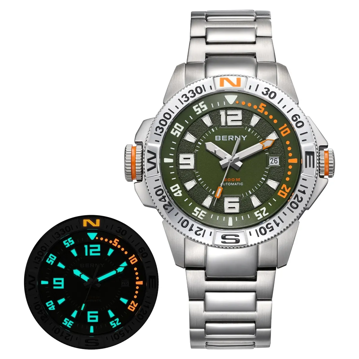 Montre Berny AM162MS Automatique – Argent / Vert