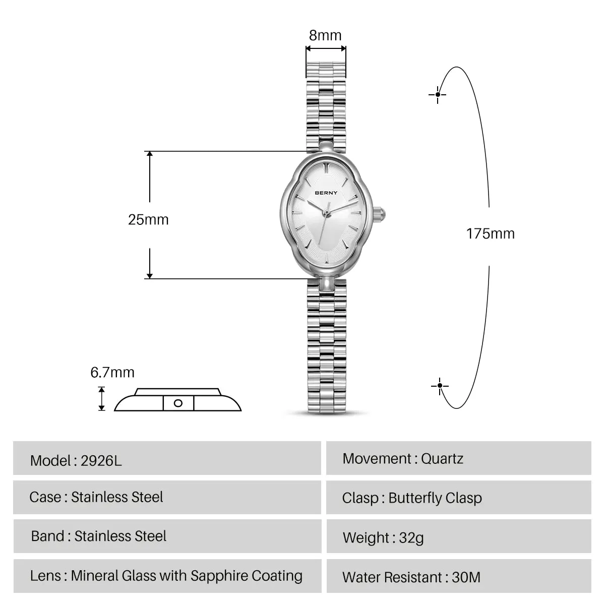 Montre Berny 2926L – Noir