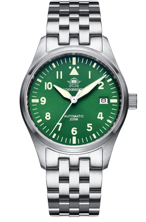 Montre Addiesdive Automatique 39 mm – Vert / Bracelet acier / NH35