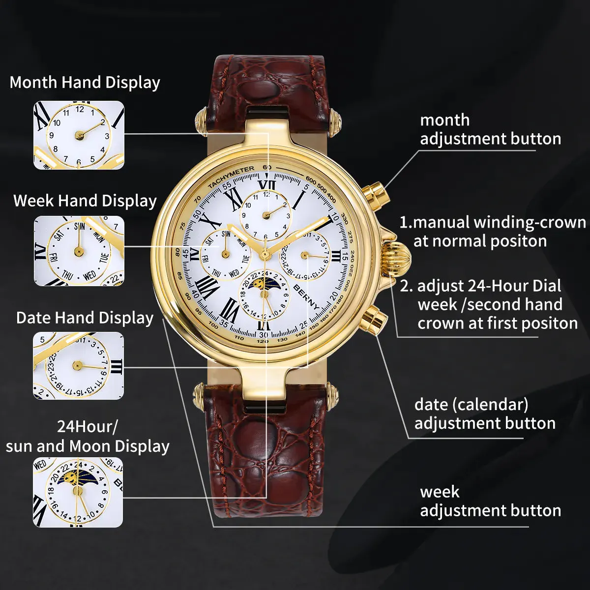 Montre Berny AM7042M – Or