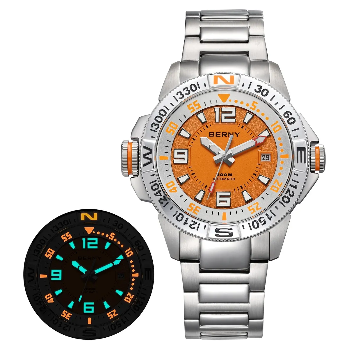 Montre Berny AM162MS – Argent / Orange