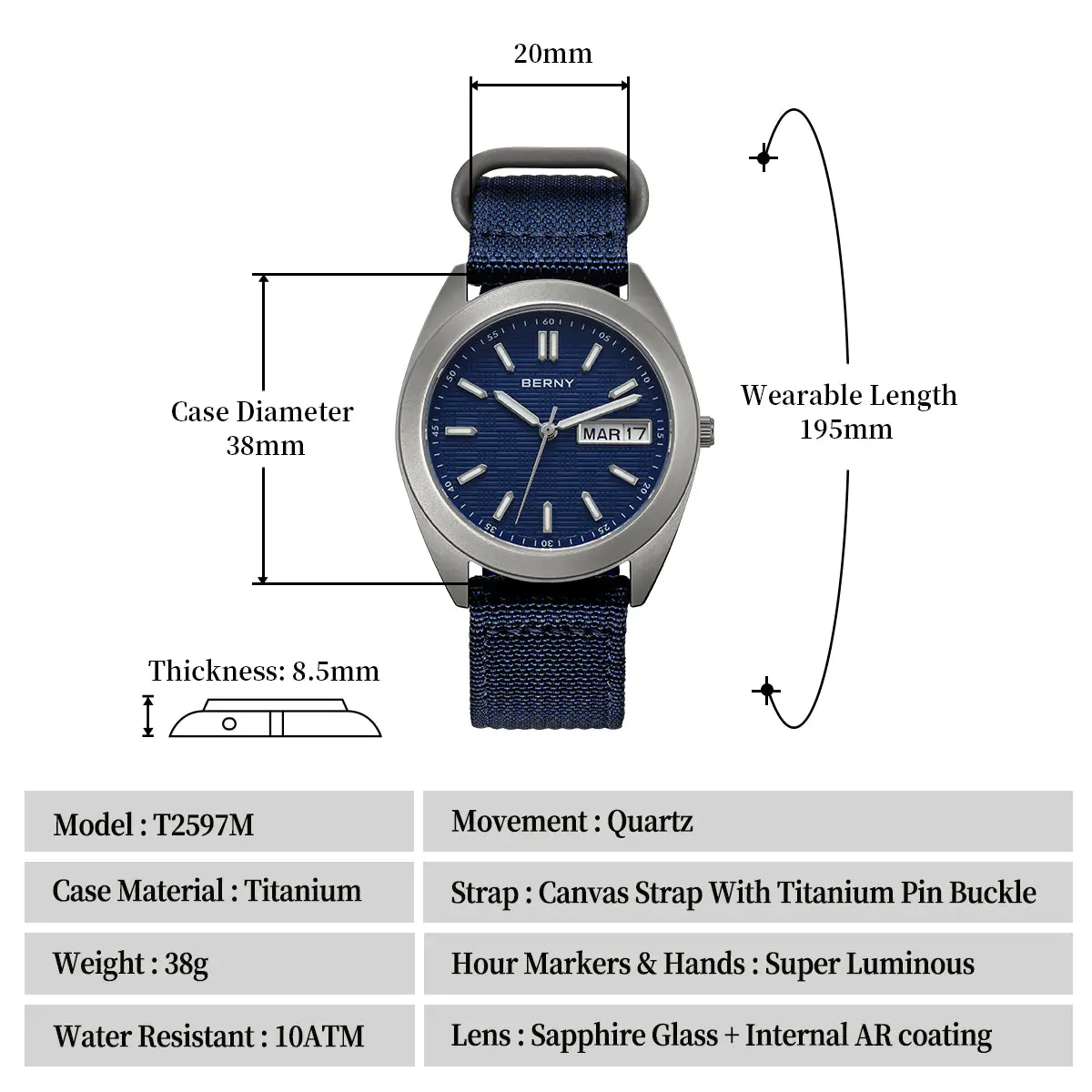 Montre Berny T2597M – Bleu