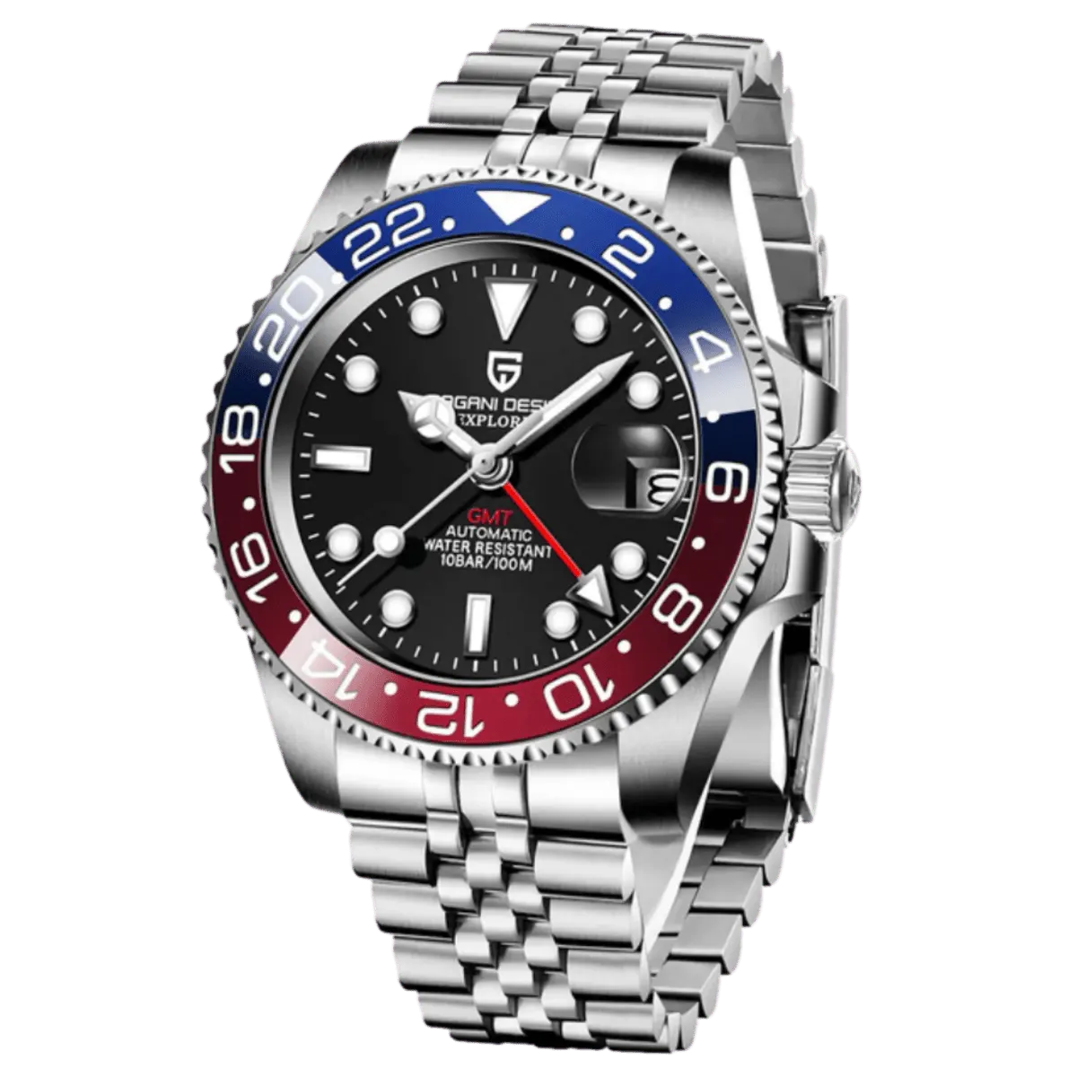 Montre Pagani Design PD-1662 Automatique 40 mm – Bleu rouge / Bracelet jubilé