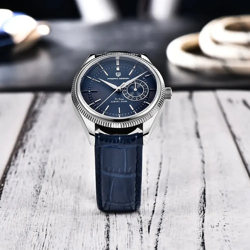 Montre Pagani Design Quartz 40 mm – Argent bleu