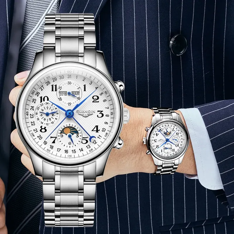Montre Guanqin Automatique – Acier noir