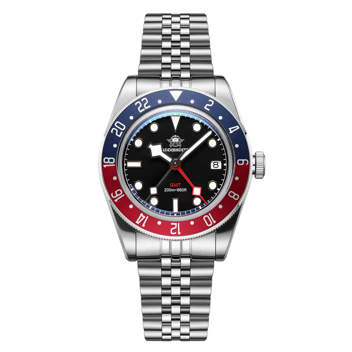 Montre Addiesdive BB58 Quartz 39 mm – Noir / Bracelet acier