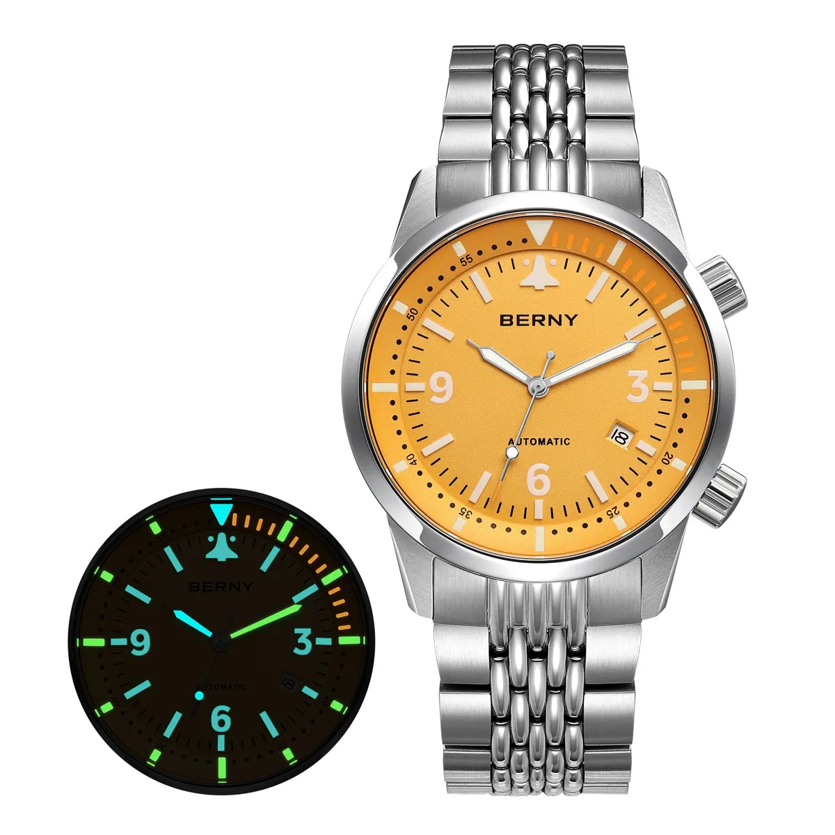 Montre Berny AM169MS Automatique – Argent / Jaune
