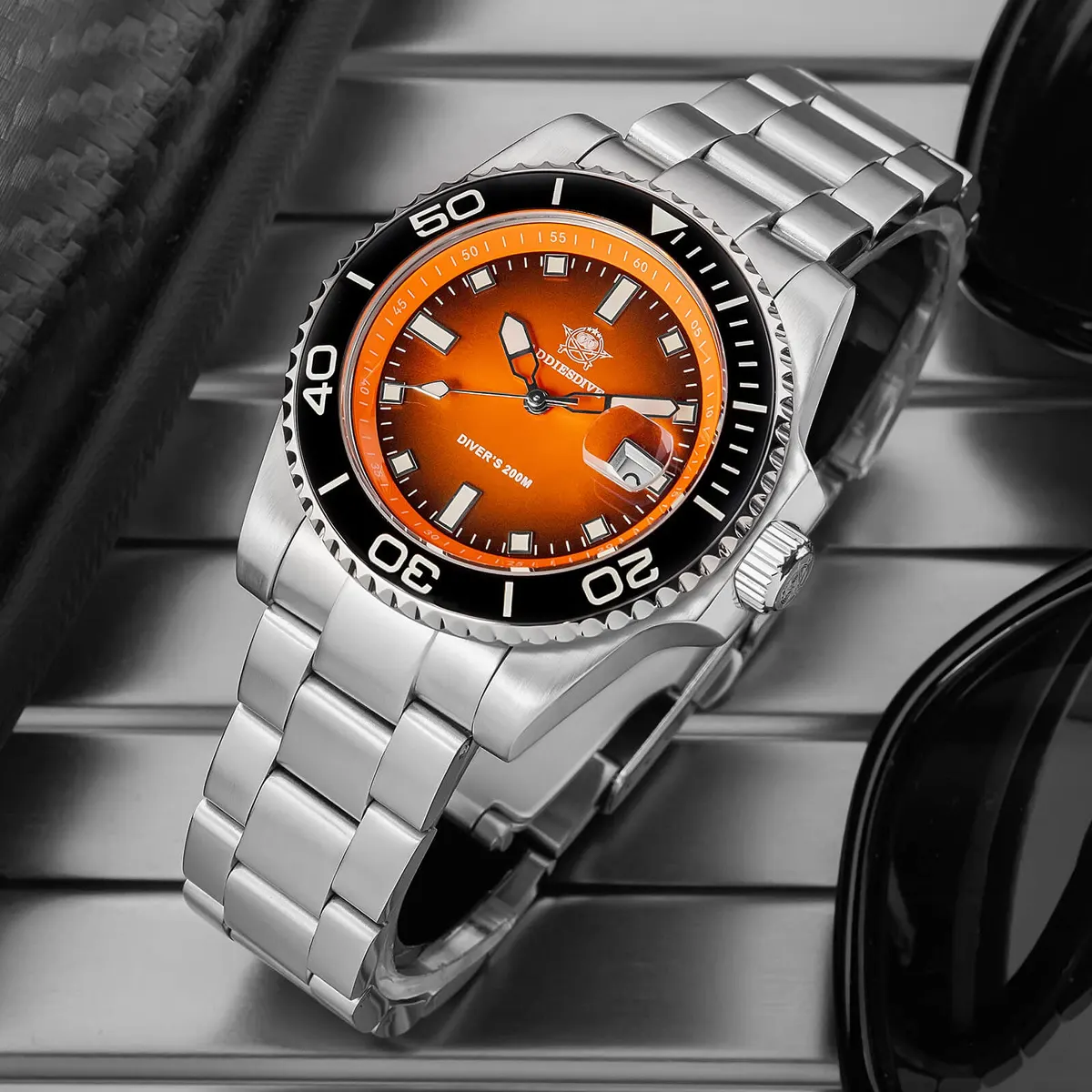 Montre Addiesdive AD2089 – Orange / Bracelet acier