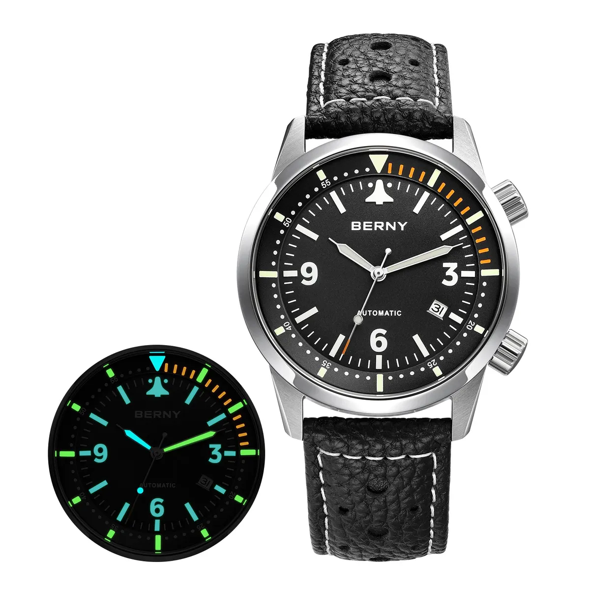 Montre Berny AM169M Automatique – Argent / Noir