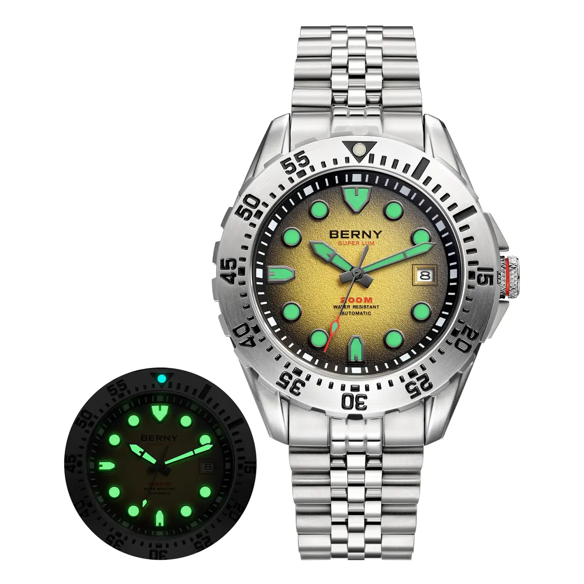 Montre Berny AM151MS Automatique – Argent / Jaune
