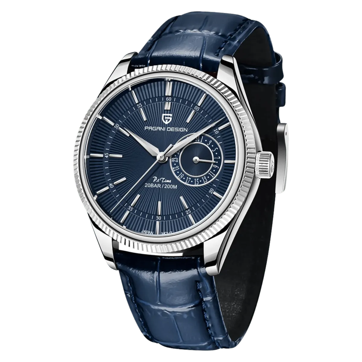 Montre Pagani Design Quartz 40 mm – Argent bleu