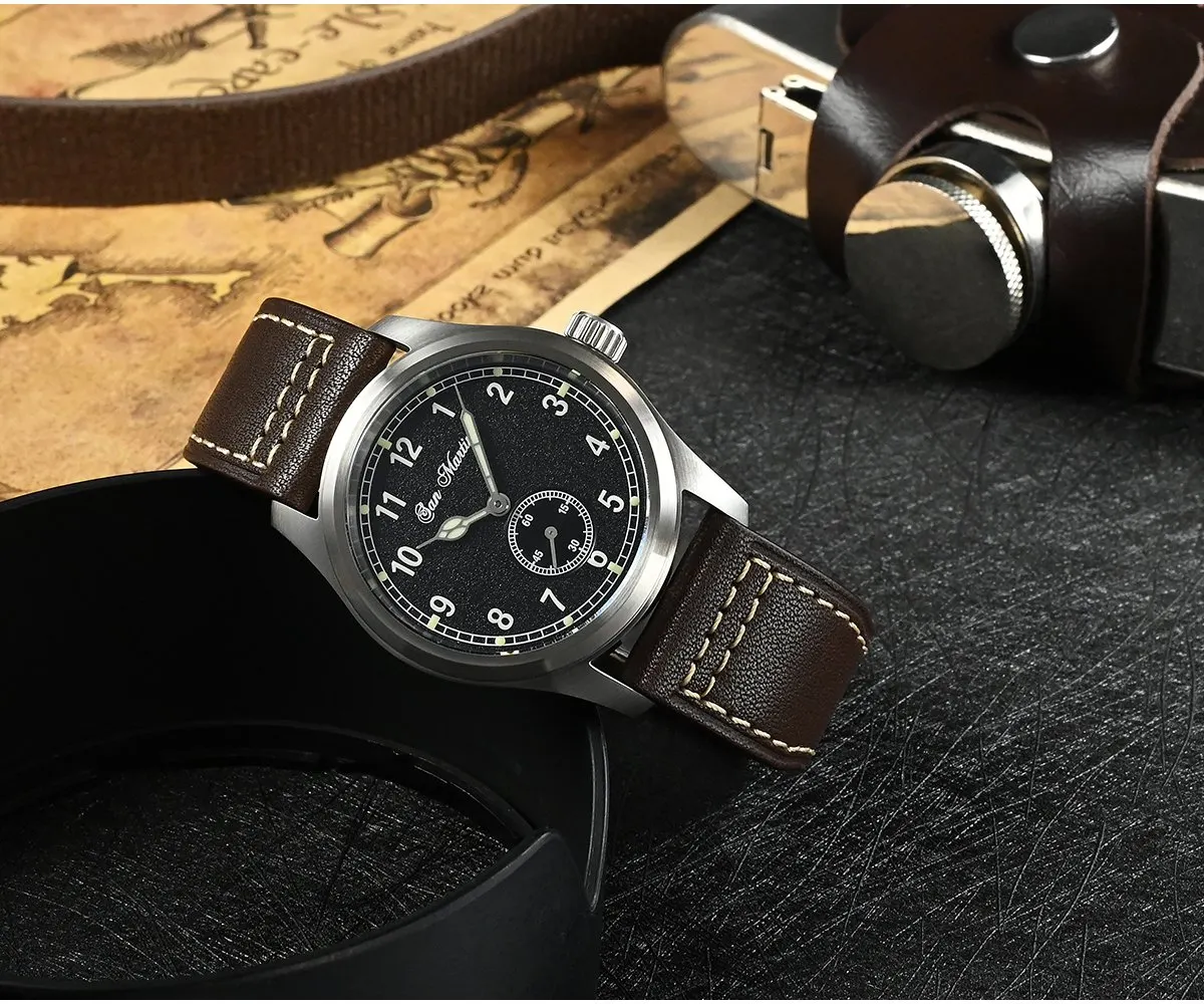 Montre San Martin 6004 Quartz 37 mm – Bracelet cuir