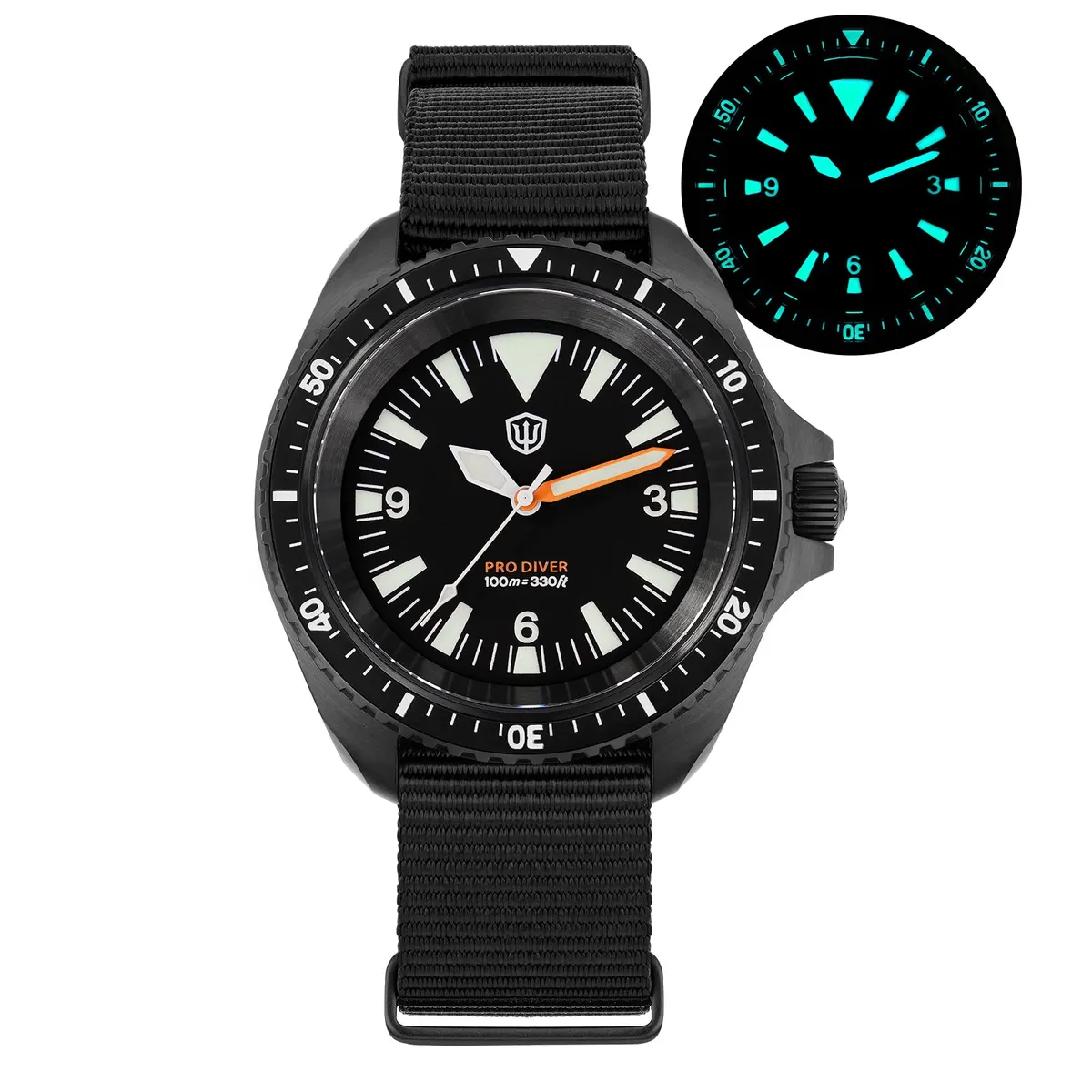 Montre Watchdives WD1980 Quartz 39 mm – Boîtier noir