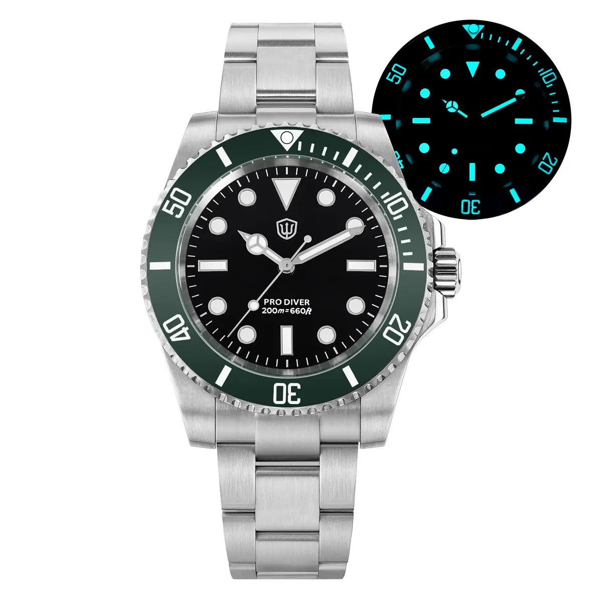 Montre Watchdives WD1680Q Quartz 39 mm – Lunette verte