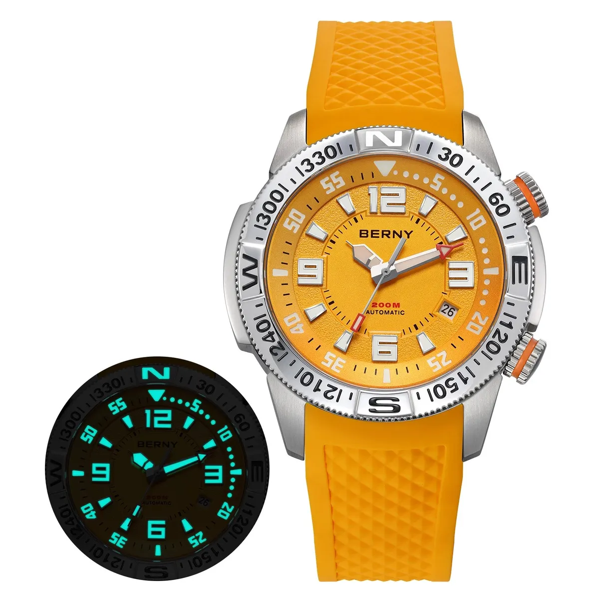 Montre Berny AM164M Automatique – Argent / Orange