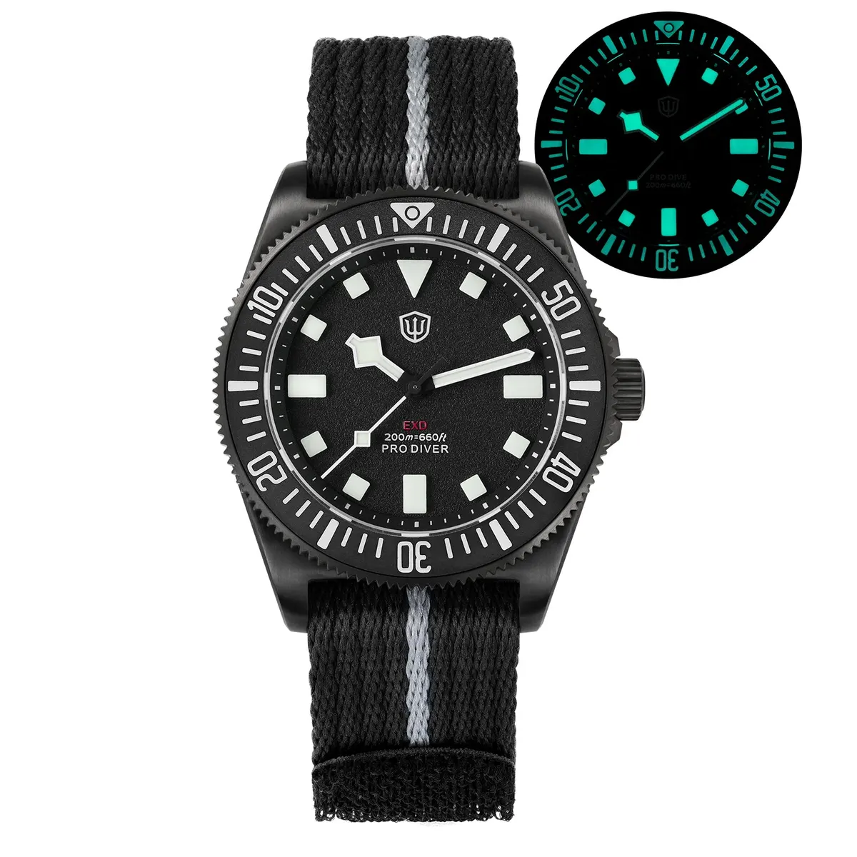 Montre Watchdives EXD-40 Quartz 40 mm – Boîtier titane noir