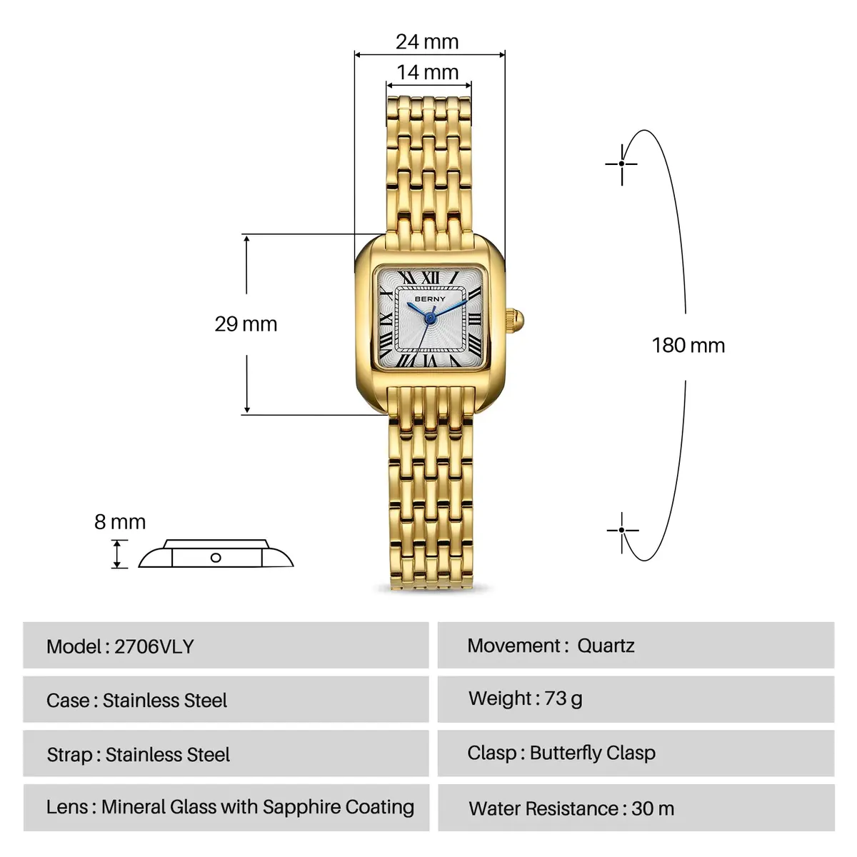 Montre Berny 2706VLY Quartz – Blanc