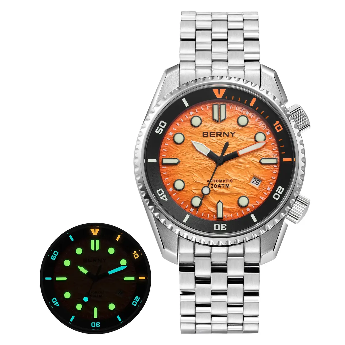 Montre Berny AM155MS Automatique – Argent / Orange