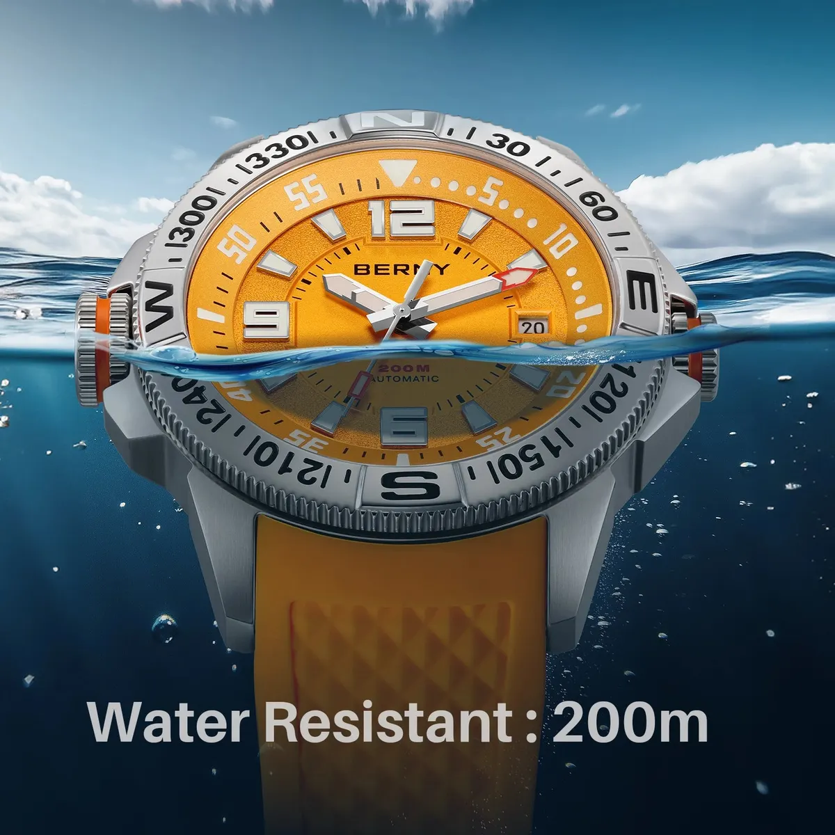 Montre Berny AM162M – Argent / Jaune