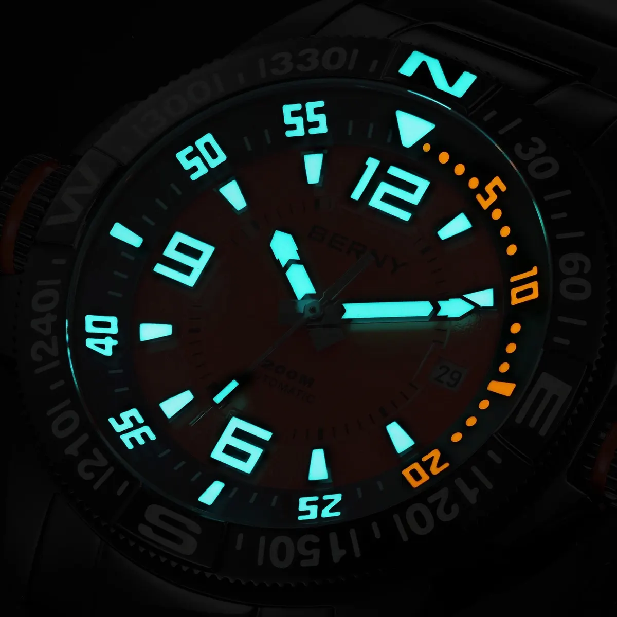 Montre Berny AM162MS-BLK – Orange / Acier inoxydable