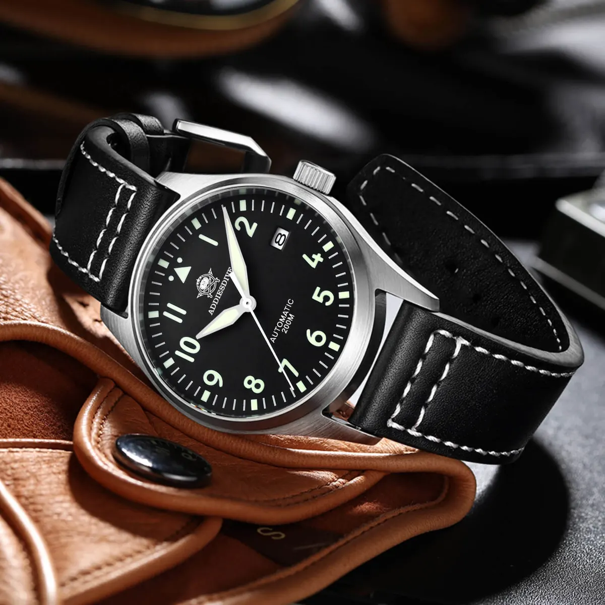 Montre Addiesdive Automatique 39 mm – Noir / Bracelet acier / NH35