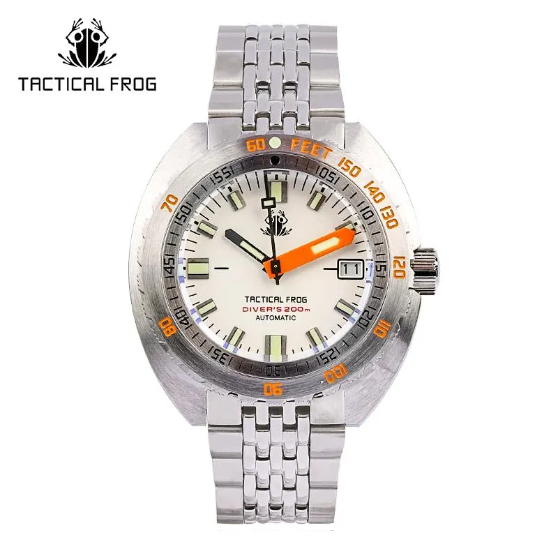 Montre Tactical Frog Automatique 43 mm – Blanc / Acier inoxydable