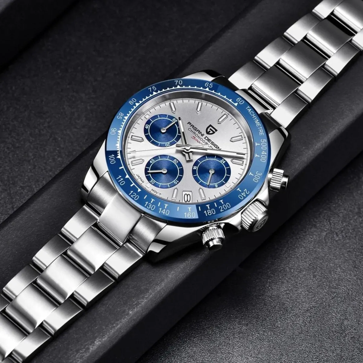 Montre Pagani Design Méca-quartz 40 mm – Blanc / Bracelet jubilé