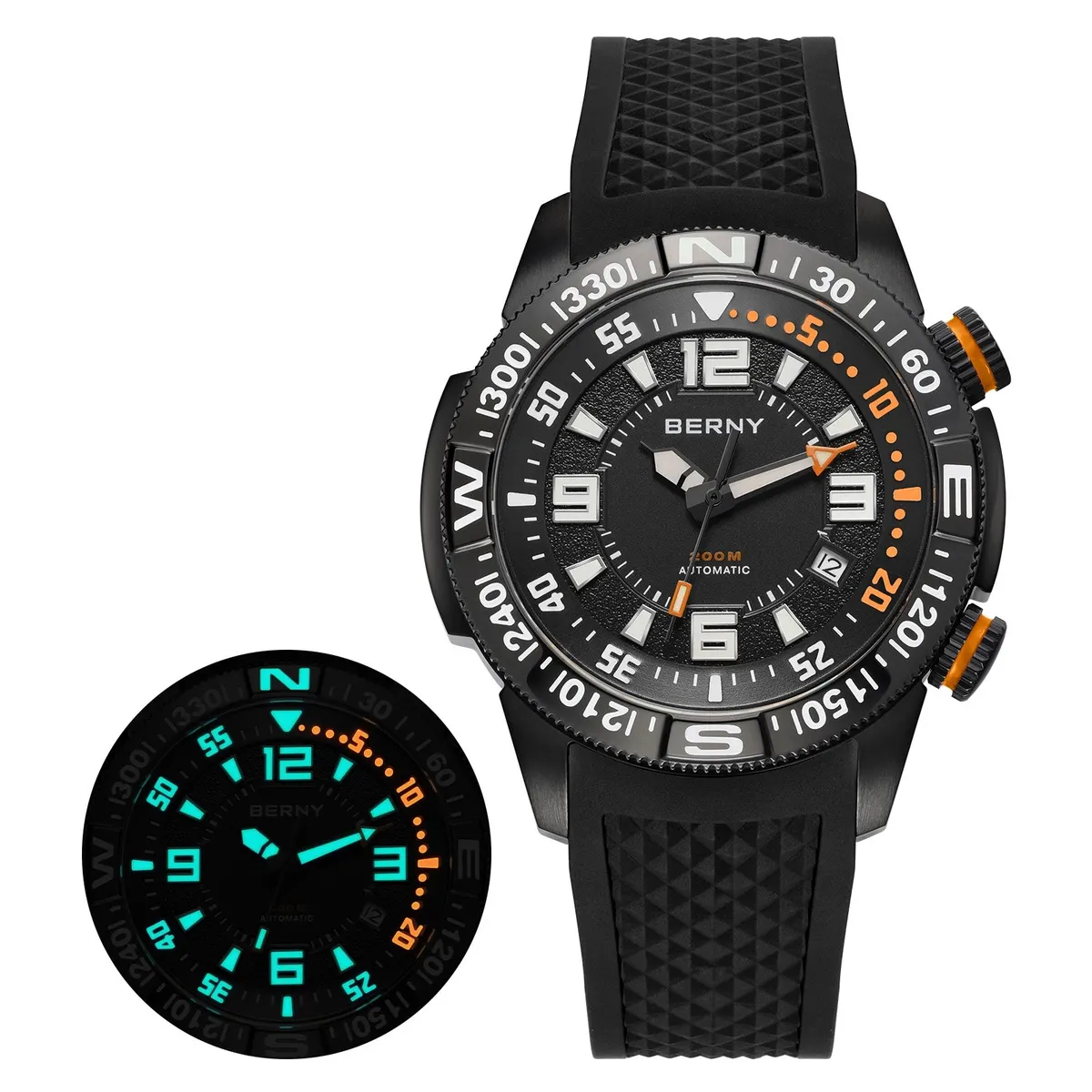 Montre Berny AM164MS-BLK Automatique – Noir / Silicone