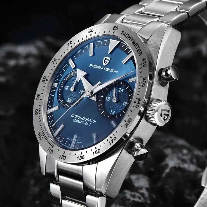 Montre Pagani Design Méca-quartz 40 mm – Bleu / Acier