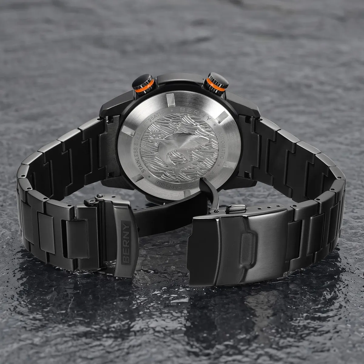 Montre Berny AM164MS-BLK – Jaune / Acier inoxydable