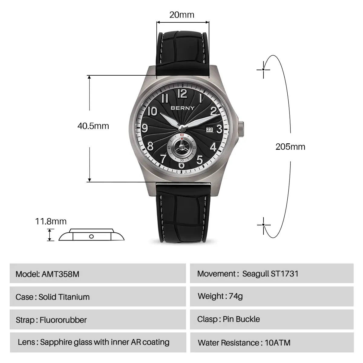 Montre Berny AMT358M – Noir