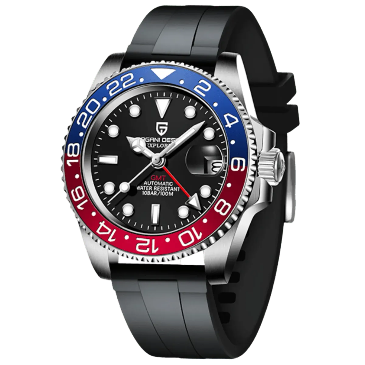 Montre Pagani Design PD-1662 Automatique 40 mm – Bleu rouge / Caoutchouc