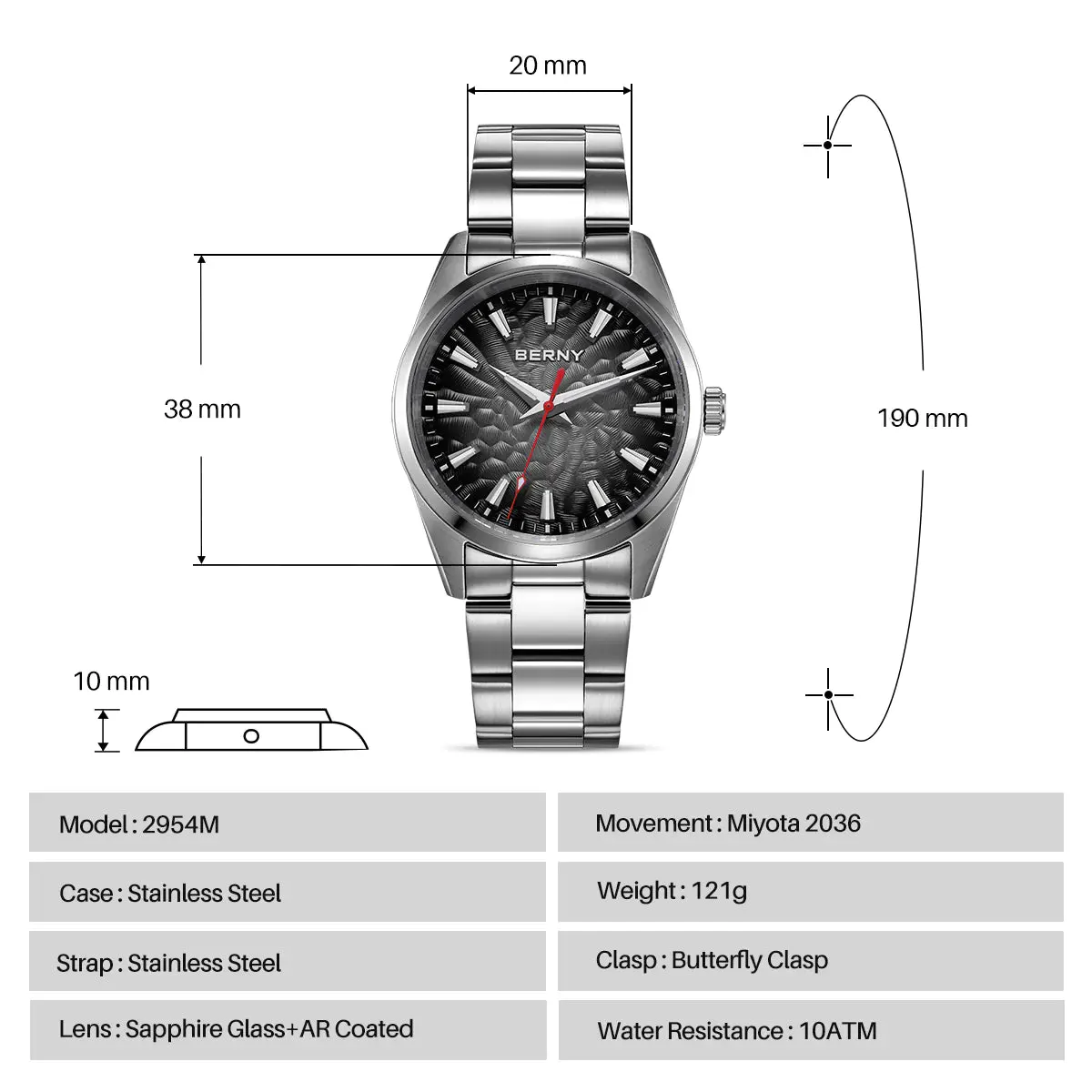 Montre Berny Quartz – Noir