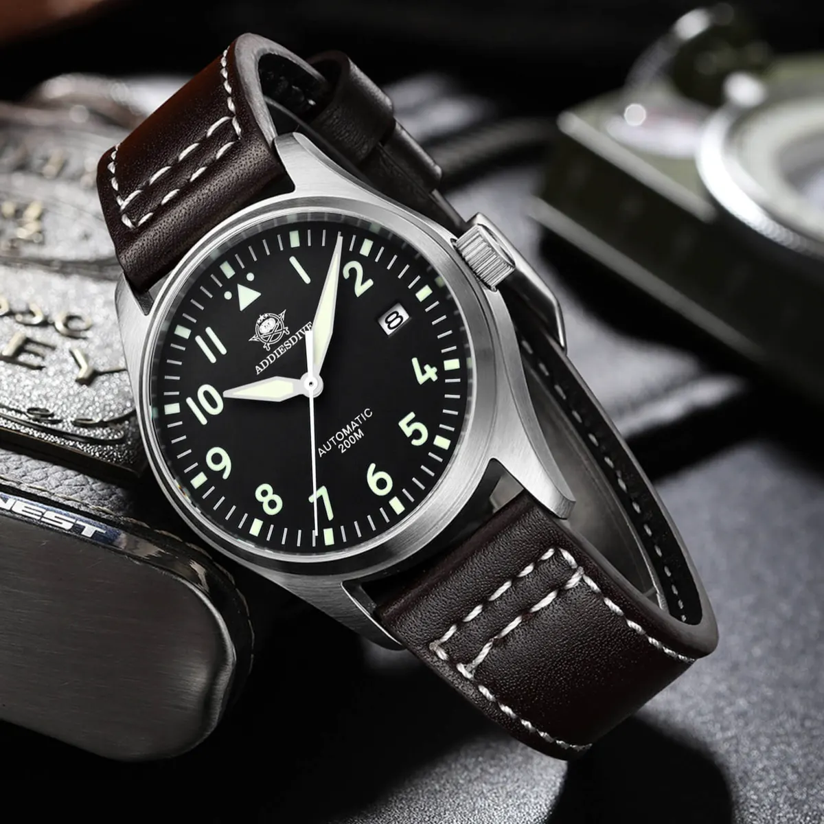 Montre Addiesdive Automatique 39 mm – Noir / Bracelet acier / NH35