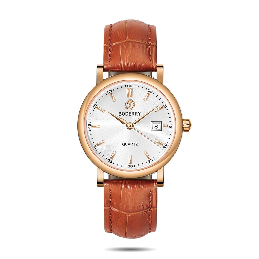 Montre Boderry Quartz 36 mm – Or rose · Blanc