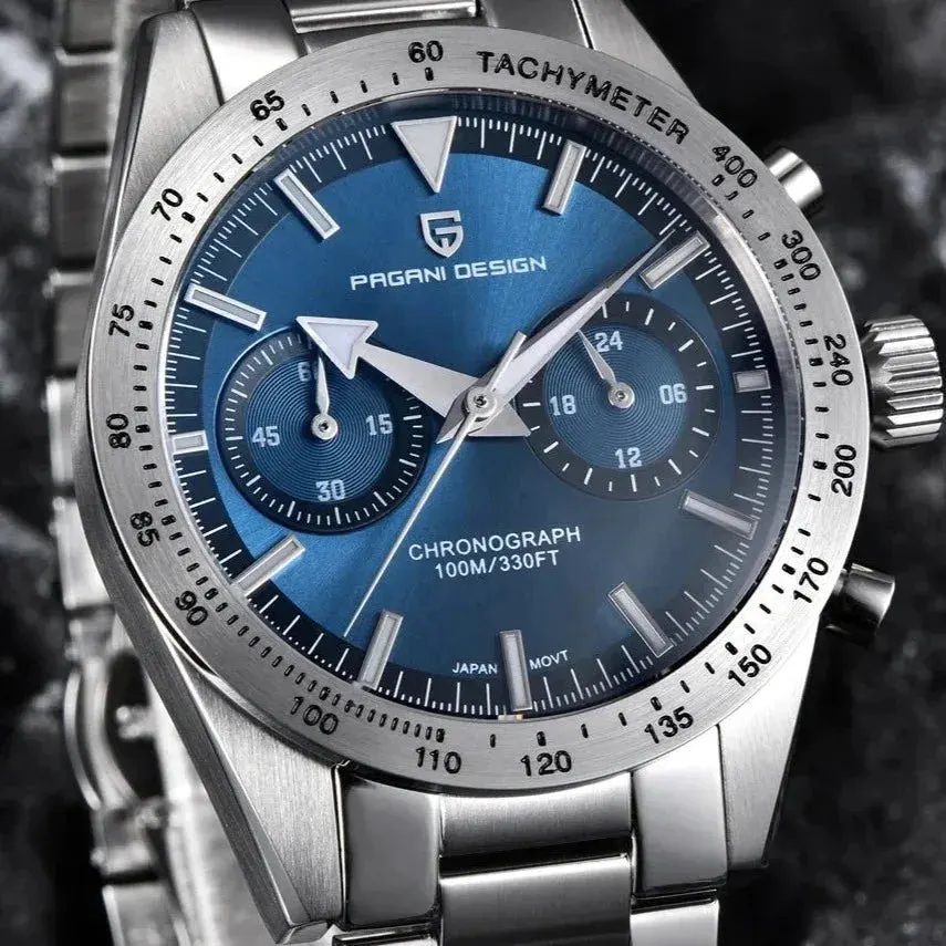 Montre Pagani Design Méca-quartz 40 mm – Bleu / Acier