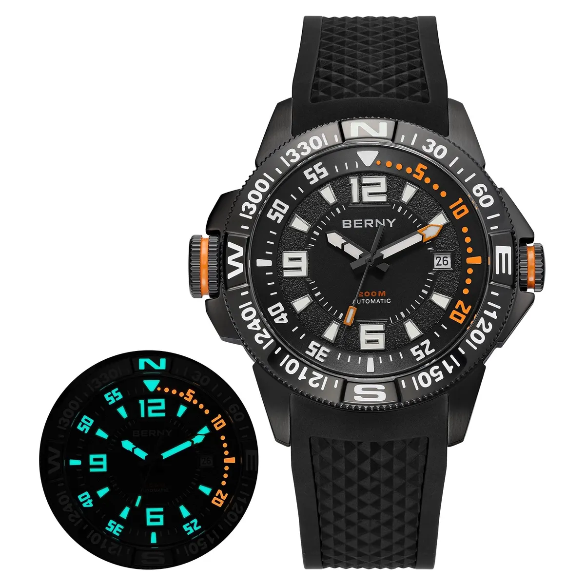 Montre Berny AM162MS-BLK Automatique – Noir / Silicone