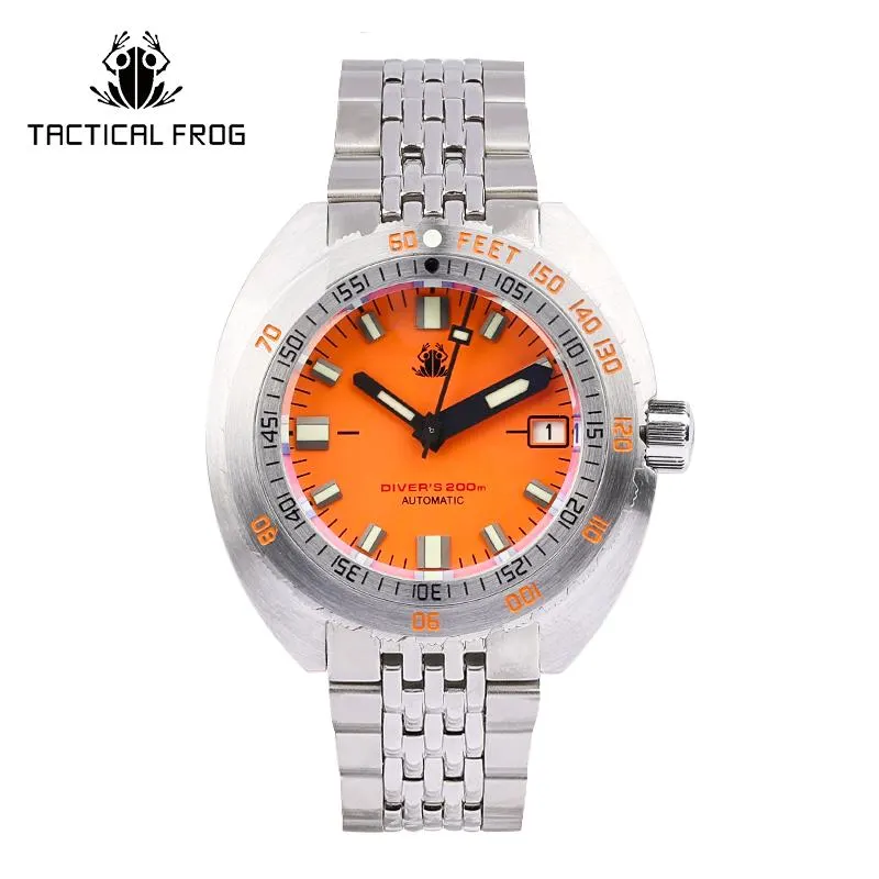 Montre Tactical Frog Automatique 43 mm – Orange / Acier inoxydable