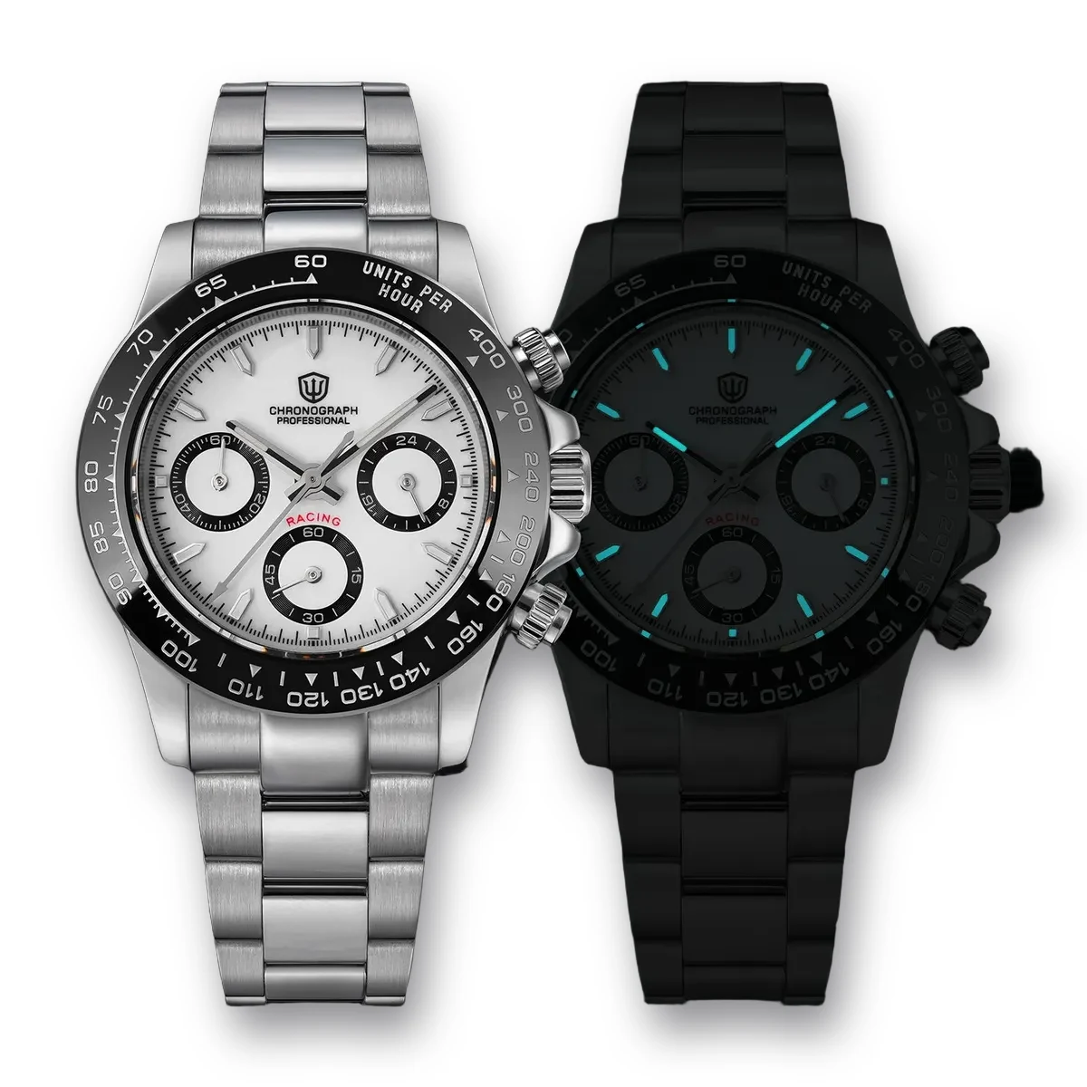 Montre Watchdives WD16500 Méca-quartz 38 mm – Cadran blanc · Lunette noire