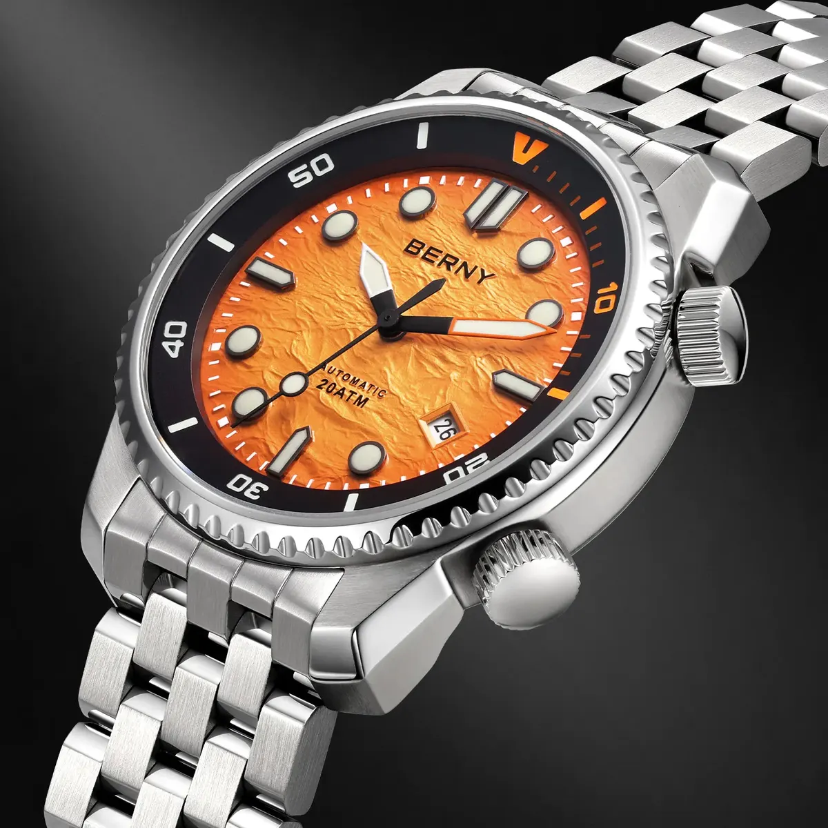 Montre Berny AM155MS – Argent / Orange