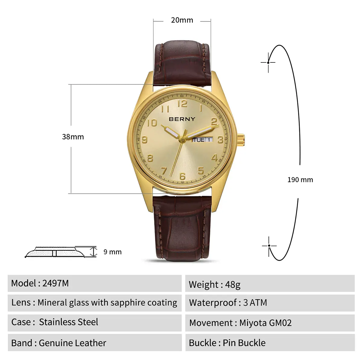 Montre Berny Quartz – Or / Or