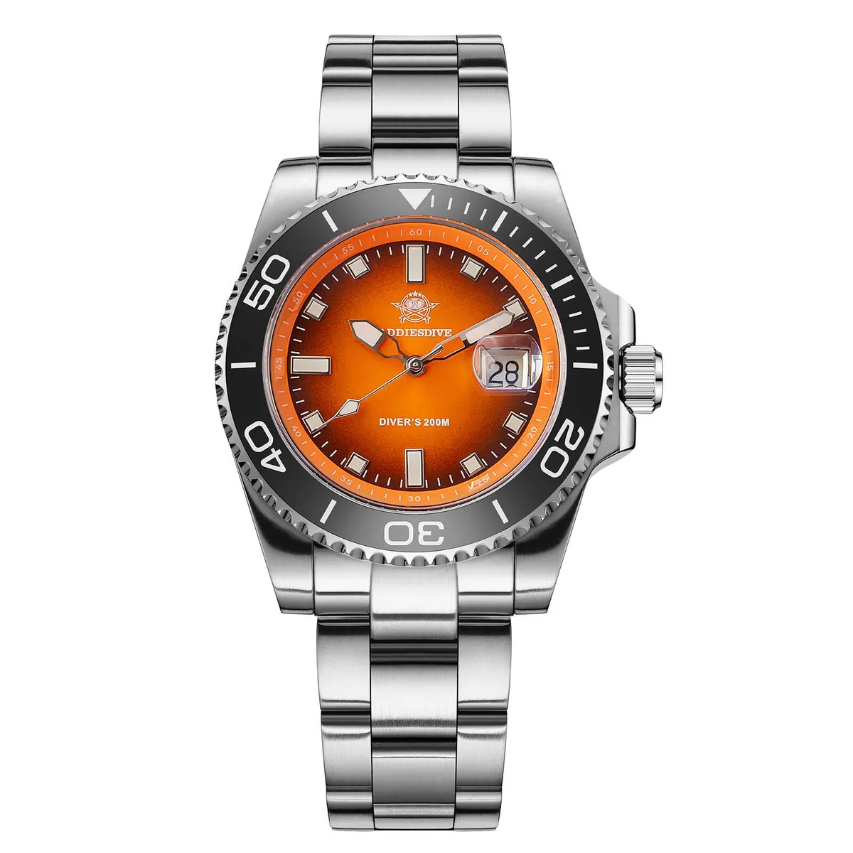 Montre Addiesdive AD2089 Quartz 41 mm – Orange / Bracelet acier