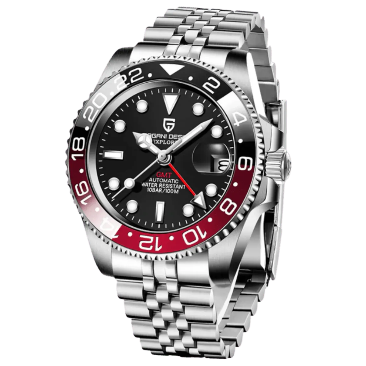Montre Pagani Design PD-1662 Automatique 40 mm – Noir rouge / Bracelet jubilé