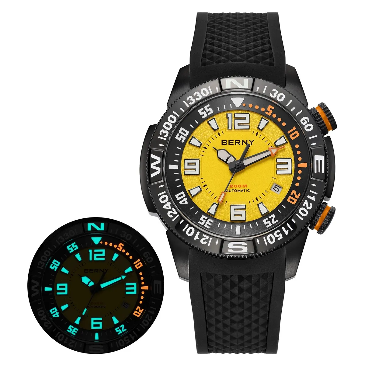 Montre Berny AM164M Automatique – Noir / Jaune
