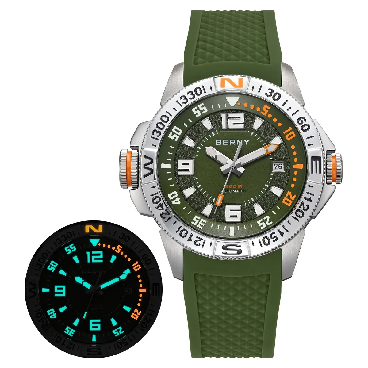Montre Berny AM162M Automatique – Argent / Vert
