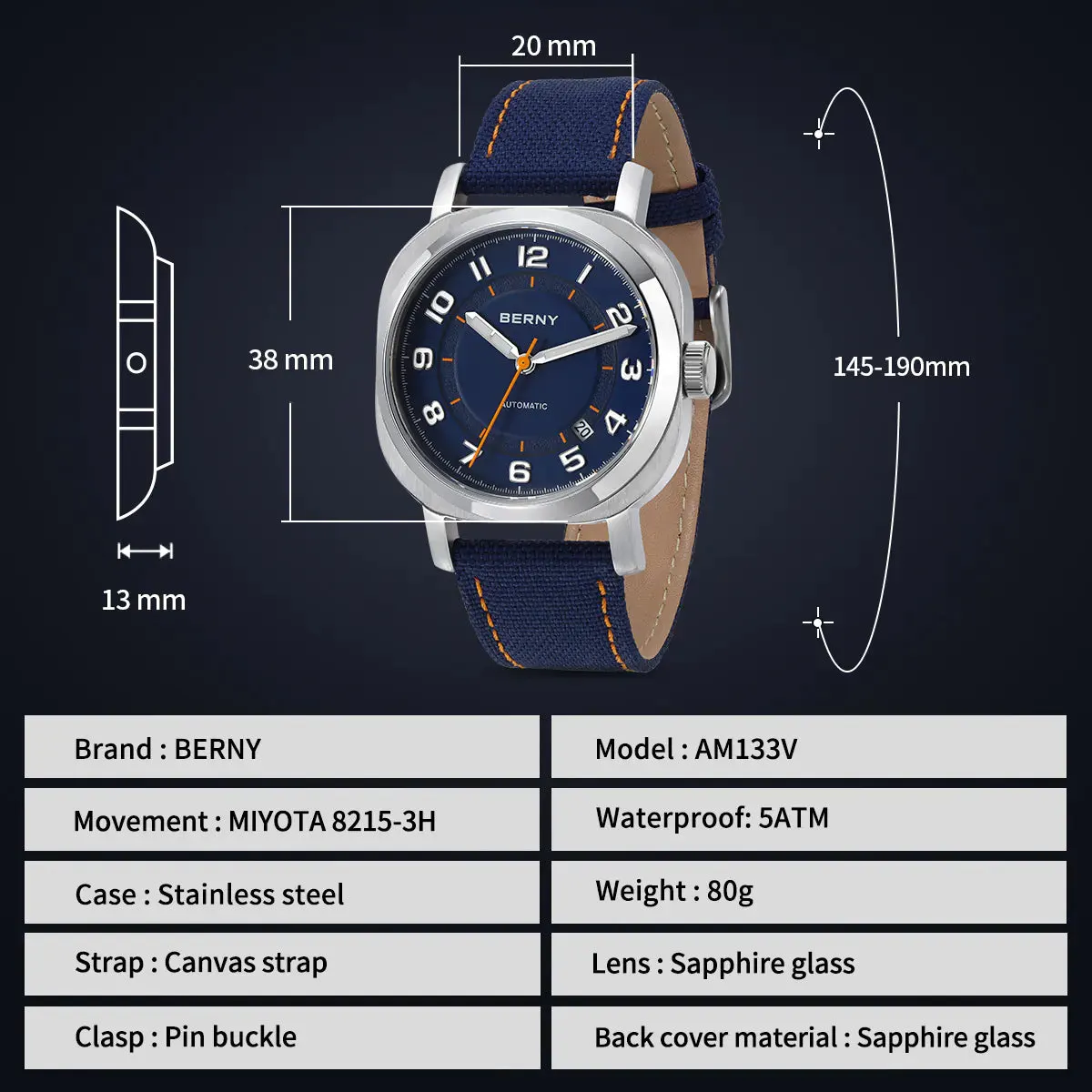 Montre Berny AM133V – Bleu